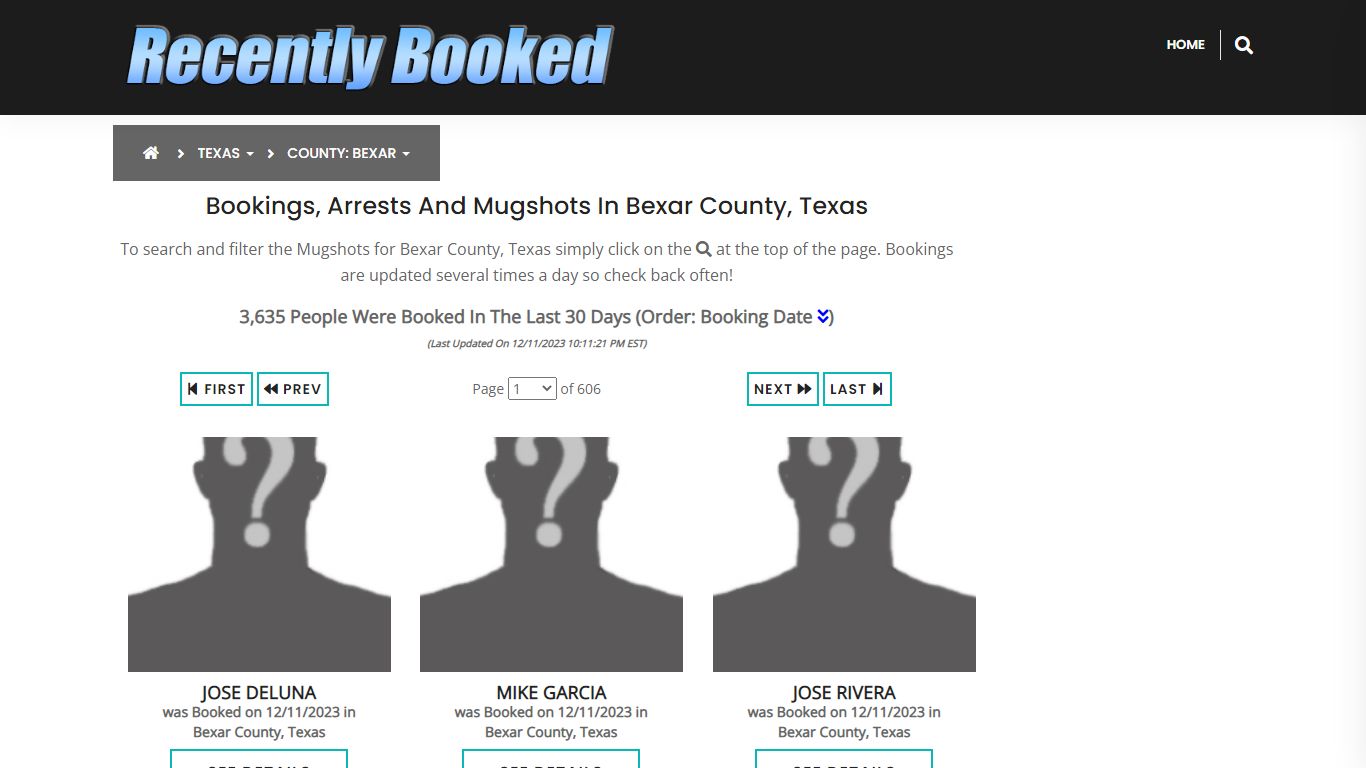 Recent bookings, Arrests, Mugshots in Bexar County, Texas - Recently Booked